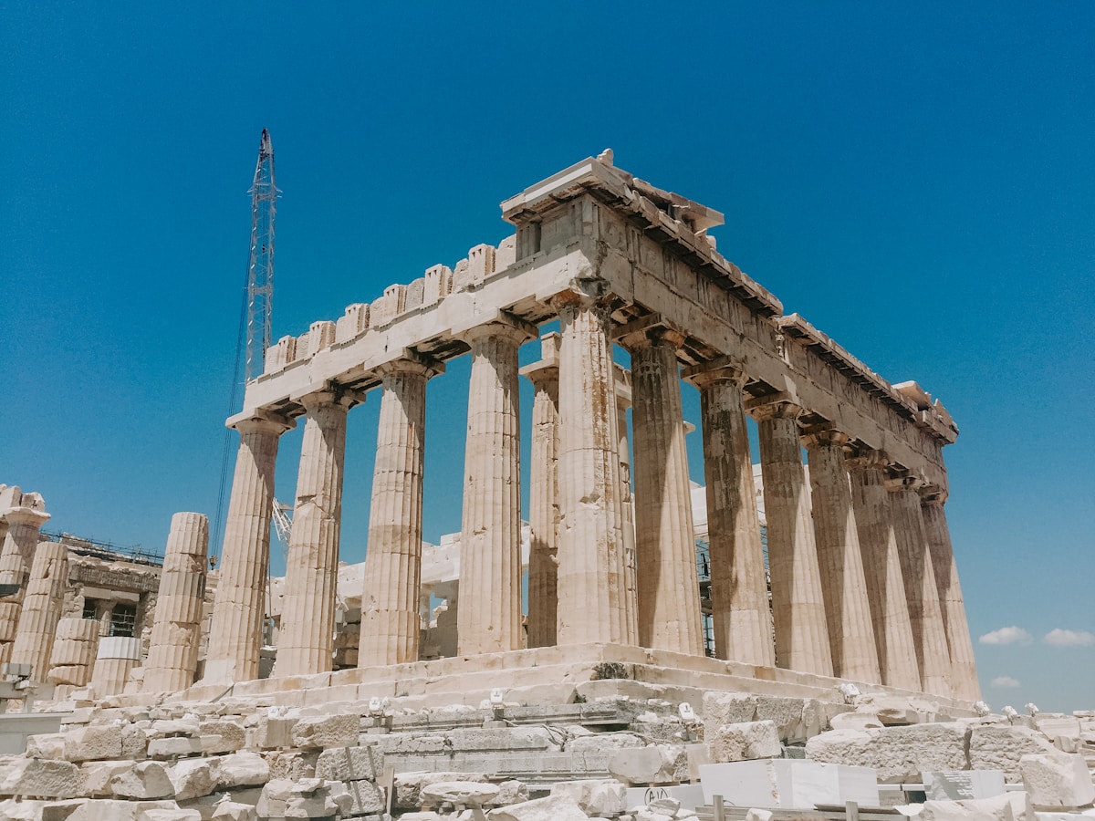 The Parthenon on the Acropolis of Athens under a clear blue sky