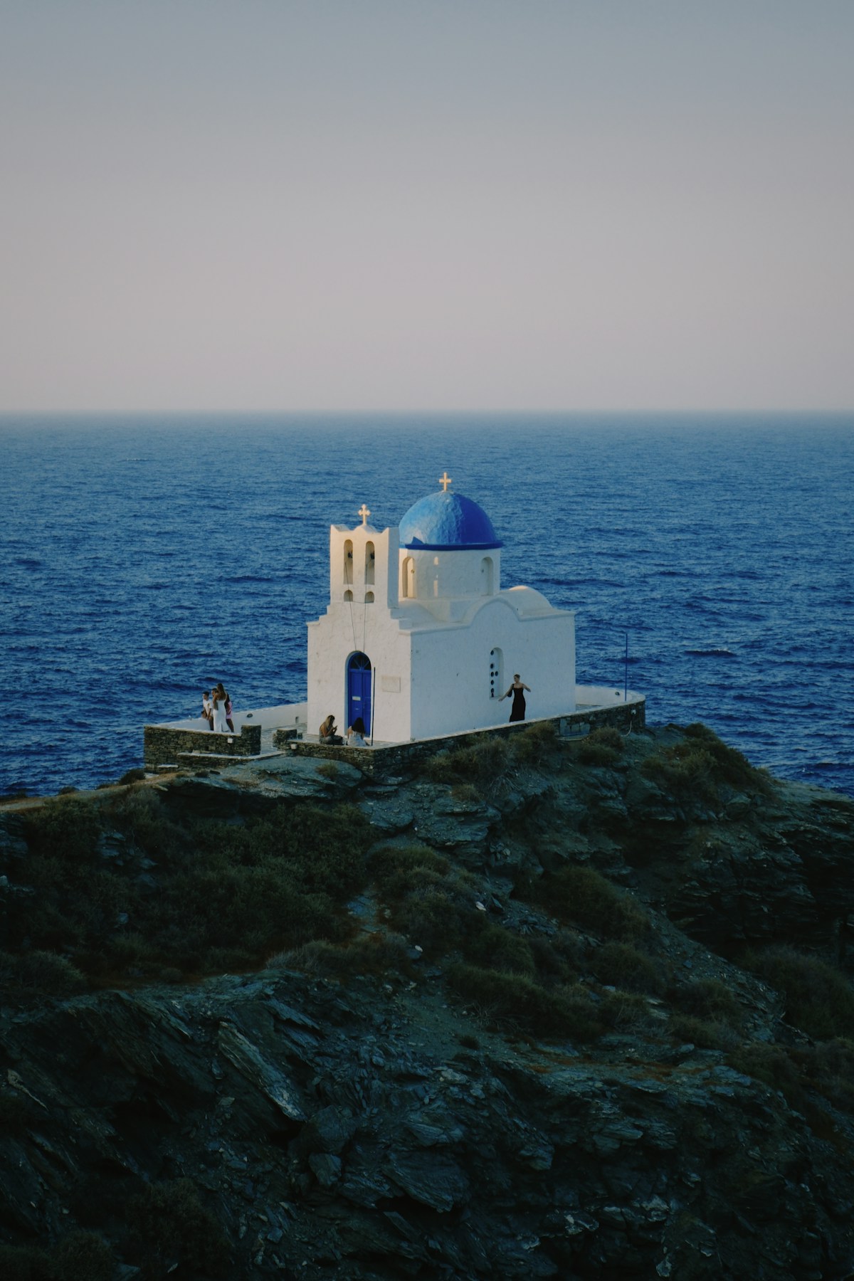 The whitewashed alleys and blue-domed church of Parikia old town in Paros