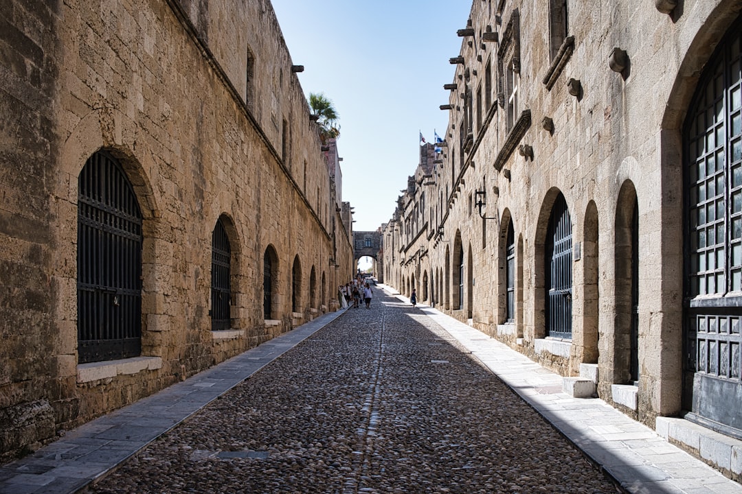 Street of the Knights cobblestone road, Medieval City of Rhodes, Greece